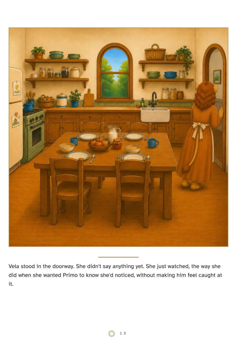 Page 13 — Vela in the doorway