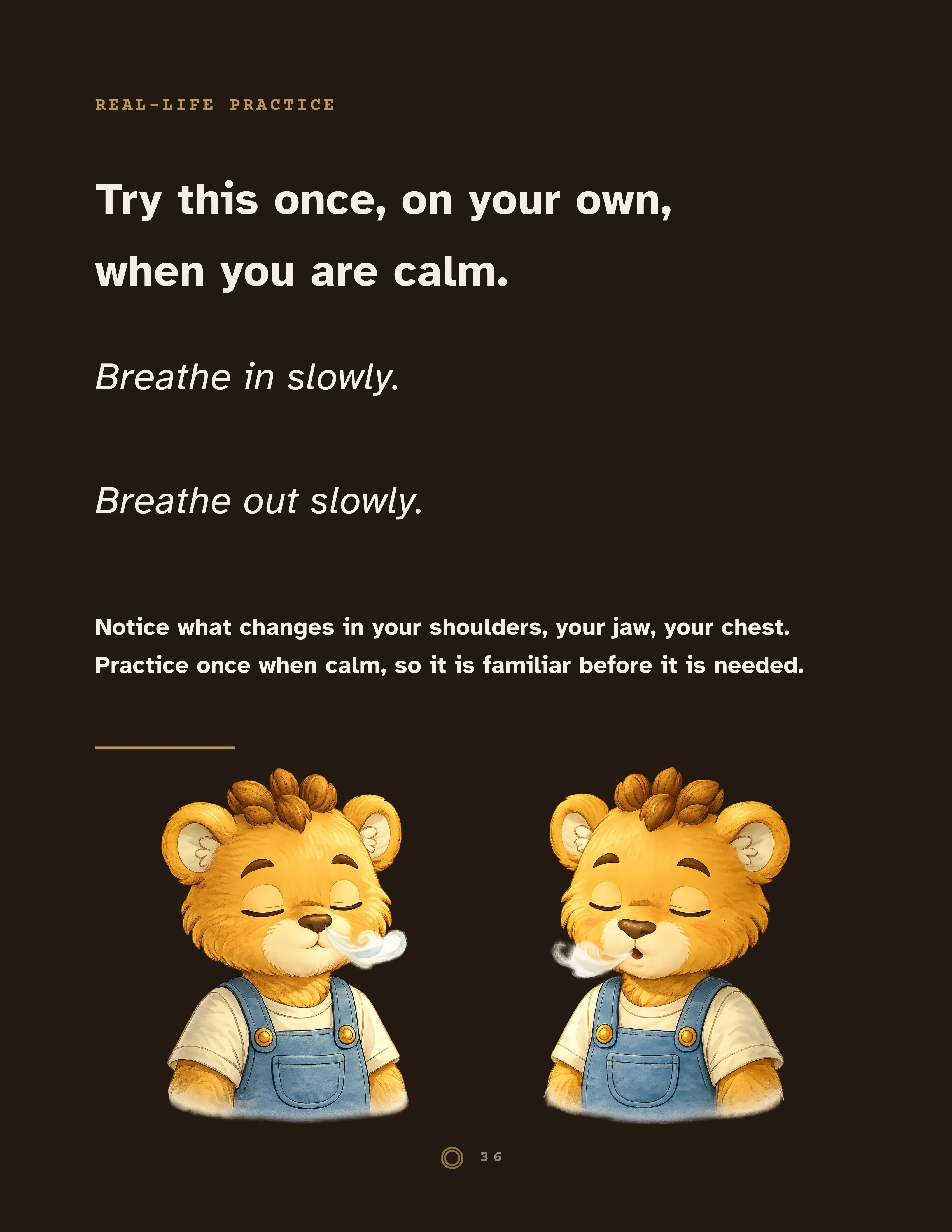 Close on breath and calm posture